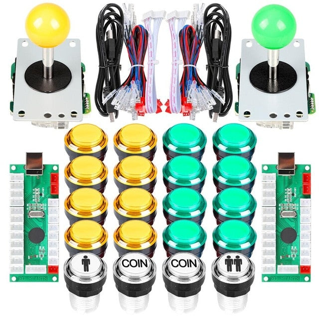 2 Player Arcade DIY Kits USB Encoder to PC 4 - 8 Ways Joystick LED Illuminated Arcade Buttons for Arcade Video Game Console