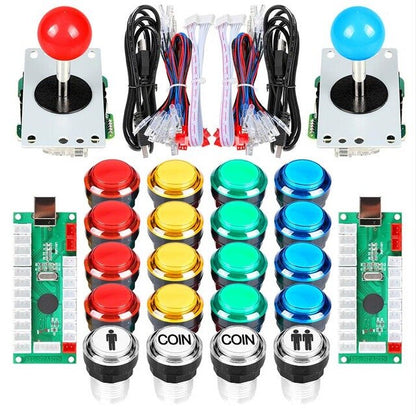 2 Player Arcade DIY Kits USB Encoder to PC 4 - 8 Ways Joystick LED Illuminated Arcade Buttons for Arcade Video Game Console