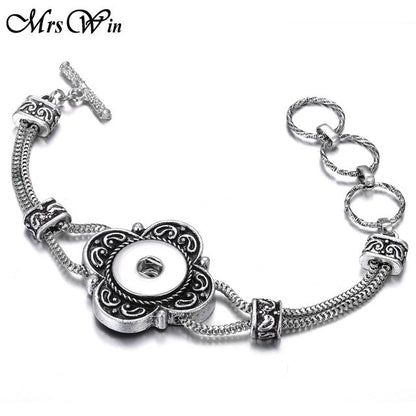 New Snap Jewelry Vintage18mm Metal Snap Button Bracelet Bohemian Watches Women Jewelry Pulseras Button Bracelet