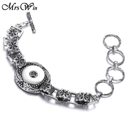 New Snap Jewelry Vintage18mm Metal Snap Button Bracelet Bohemian Watches Women Jewelry Pulseras Button Bracelet