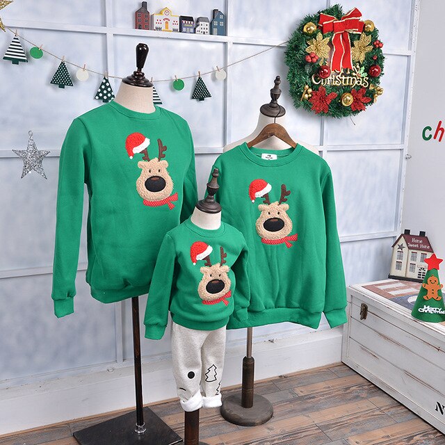 2021 High Quality Christmas Adult Kids Pajamas New Year Women Family Match Santa Claus Elk Sweaters Xmas Sweatshirt Gift Outfits