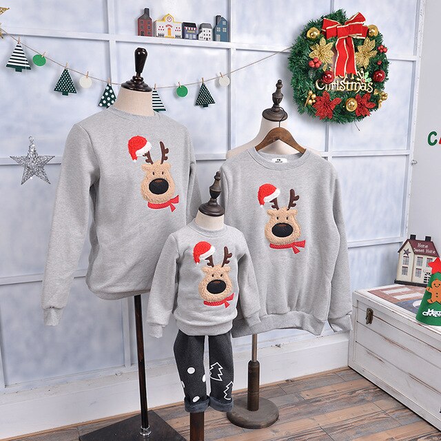 2021 High Quality Christmas Adult Kids Pajamas New Year Women Family Match Santa Claus Elk Sweaters Xmas Sweatshirt Gift Outfits