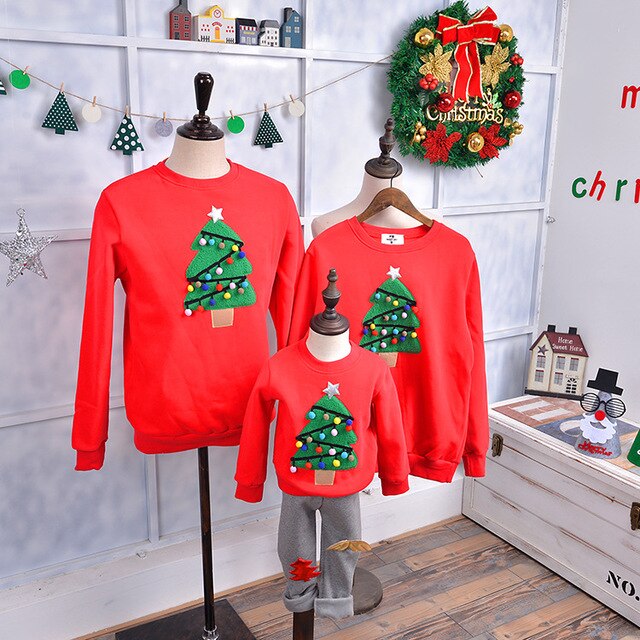 2021 High Quality Christmas Adult Kids Pajamas New Year Women Family Match Santa Claus Elk Sweaters Xmas Sweatshirt Gift Outfits