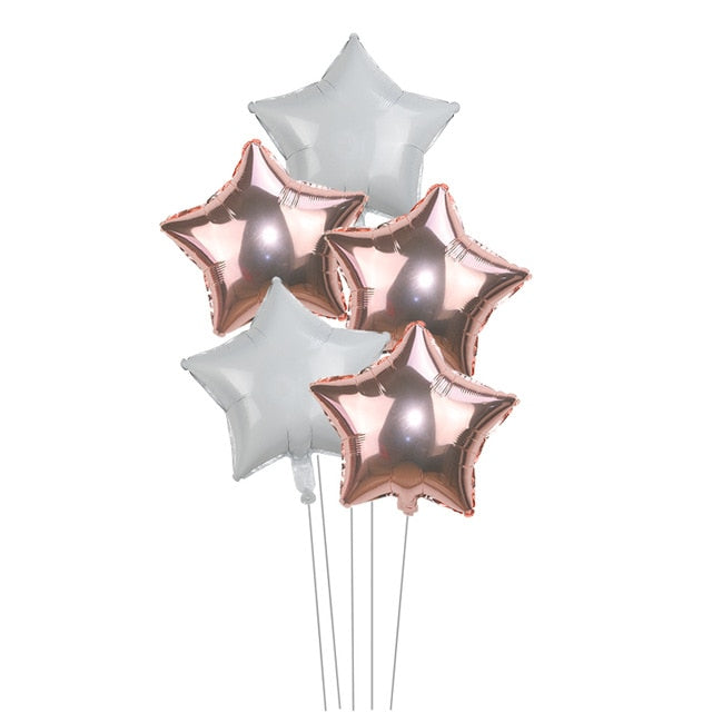 5pcs/lot 18inch Gold Silver Red Star Penta Shaped Foil Balloon Party Decoration Pentagram Globos Wedding Birthday Party Supplies