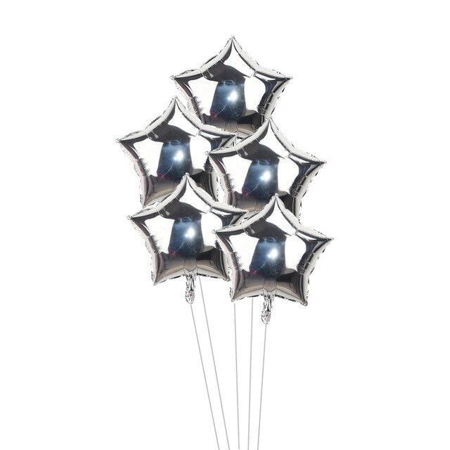 5pcs/lot 18inch Gold Silver Red Star Penta Shaped Foil Balloon Party Decoration Pentagram Globos Wedding Birthday Party Supplies