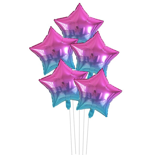 5pcs/lot 18inch Gold Silver Red Star Penta Shaped Foil Balloon Party Decoration Pentagram Globos Wedding Birthday Party Supplies
