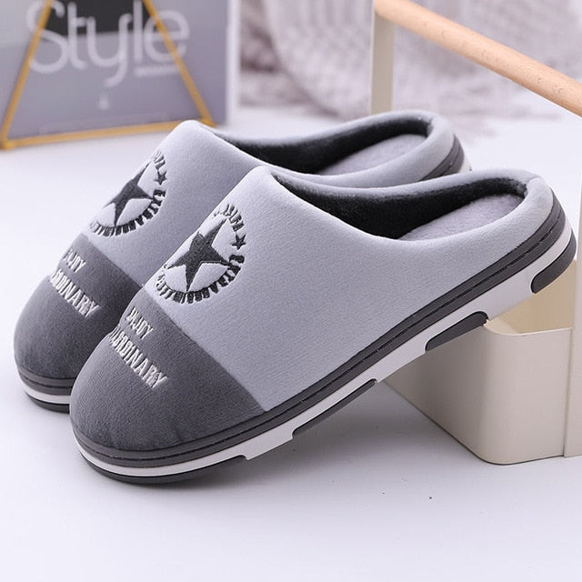 Men's  Home Slippers  Winter Warm Home Cotton Thick  Shoes Bottom Soft  Indoor Casual Shoes