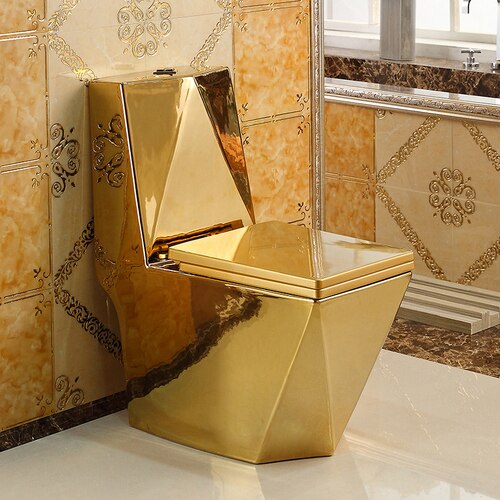 Domestic water pumping local giant gold toilet siphon water saving European toilet square diamond ceramic luxury toilet