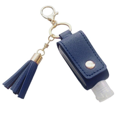 30ml Portable Empty Hand Sanitize Bottle with Tassels Leather Keychain Holder Q0KD