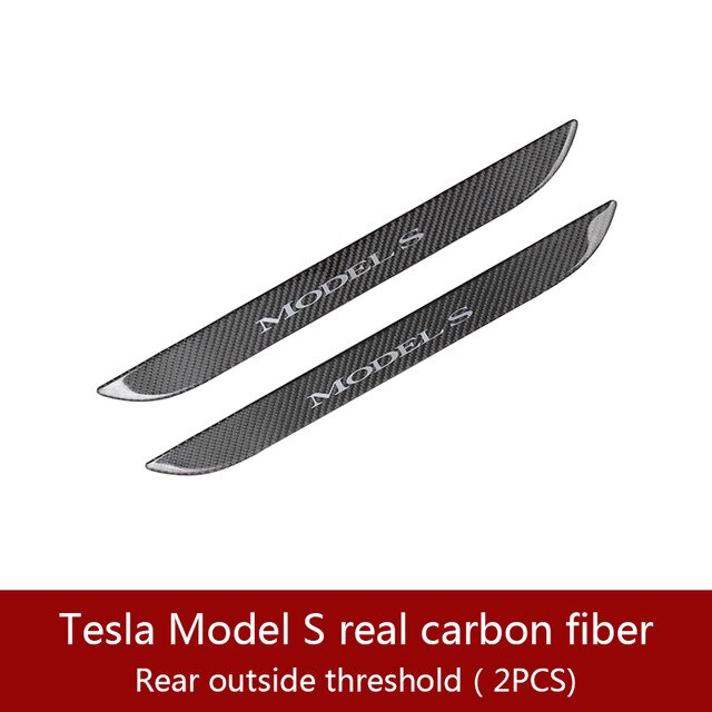 2pcs Real carbon fiber Car Door Sill Scuff Plate for Tesla MODEL S frond and rear door welcome pedal protection strip decoration