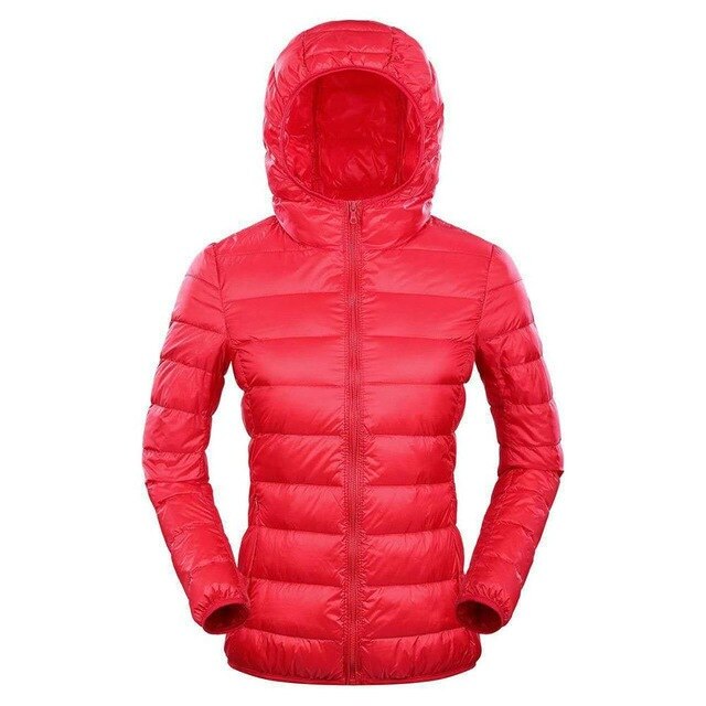 Plus 7XL 8XL Down Jacket Women Hooded Ultra Light Warm Duck Down Filler Female Feather Spring Autumn Thin Slim Windbreaker Coats