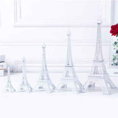 White Eiffel Tower Decor,five Sizes Pure Color Tower Non-Ferrous Metal Home Decoration Improvement Cake Topper