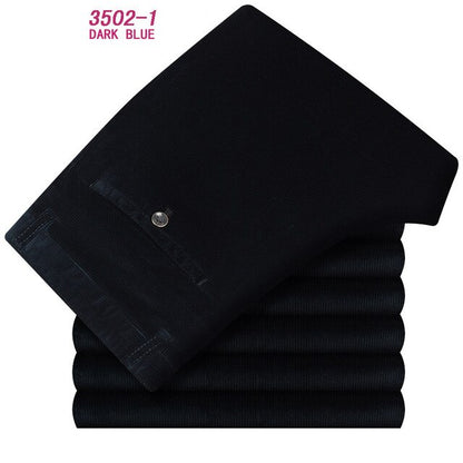 Autumn and winter Pants Men Black Khaki Corduroy Business Casual Pants loose elastic Straight pants thick trousers Male