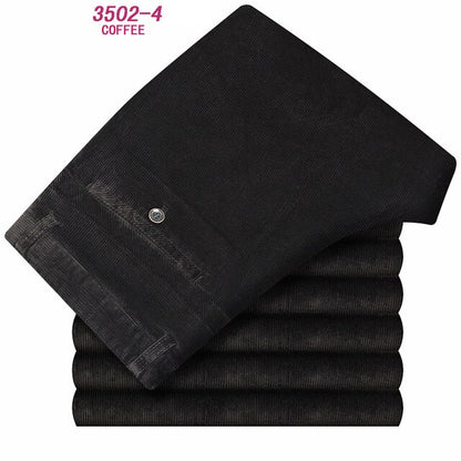 Autumn and winter Pants Men Black Khaki Corduroy Business Casual Pants loose elastic Straight pants thick trousers Male