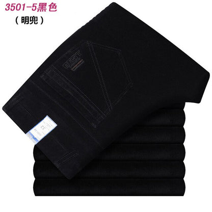 Autumn and winter Pants Men Black Khaki Corduroy Business Casual Pants loose elastic Straight pants thick trousers Male