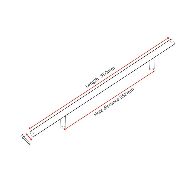 KAK 2" ~ 20'' Gold Kitchen Door T Bar Straight Handle Knobs Cabinet Pull Diameter 10mm Stainless Steel Handles Furniture Handle