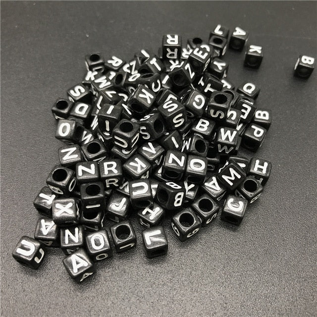 100pcs 6mm Mix Letter Beads Square Alphabet Beads Acrylic Beads DIY Jewelry Making For Bracelet Necklace Accessories