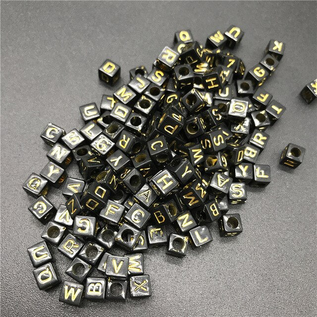 100pcs 6mm Mix Letter Beads Square Alphabet Beads Acrylic Beads DIY Jewelry Making For Bracelet Necklace Accessories