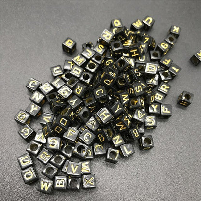 100pcs 6mm Mix Letter Beads Square Alphabet Beads Acrylic Beads DIY Jewelry Making For Bracelet Necklace Accessories
