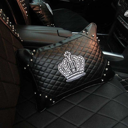 Crown Series Inerior Accessories for Girls Leather Car Steering Wheel Covers Sun Visor Tiessue Box Pillows Seatbelt Shifter Sets
