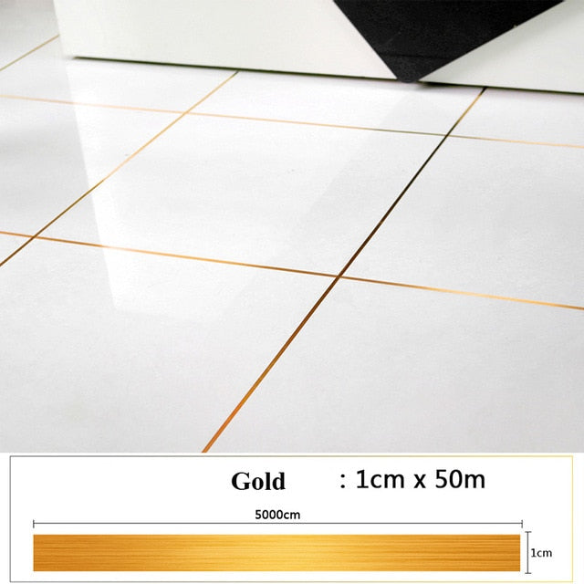 50 Meters Waterproof Gold And Silver Foil Sticker Liner For Tile Ceramic Home Decoration Kitchen Adhesive Bathroom Toilet Paper