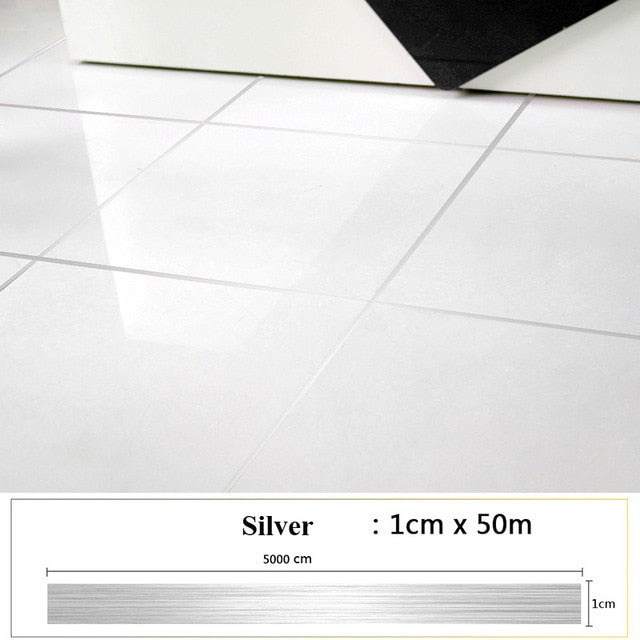 50 Meters Waterproof Gold And Silver Foil Sticker Liner For Tile Ceramic Home Decoration Kitchen Adhesive Bathroom Toilet Paper