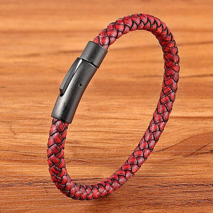 TYO Custom Minimalist Stainless Steel Watch Real Leather Braided Bangle Bracelet for Men's Women Fashion Jewelry Gifts