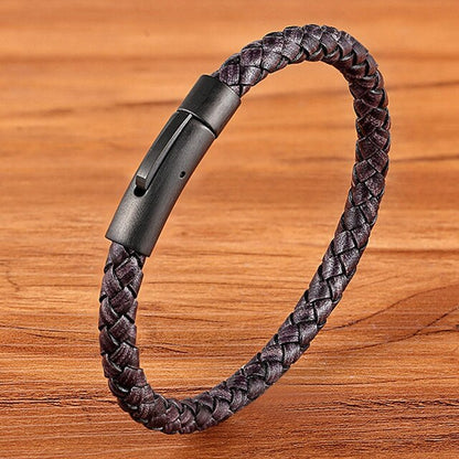 TYO Custom Minimalist Stainless Steel Watch Real Leather Braided Bangle Bracelet for Men's Women Fashion Jewelry Gifts