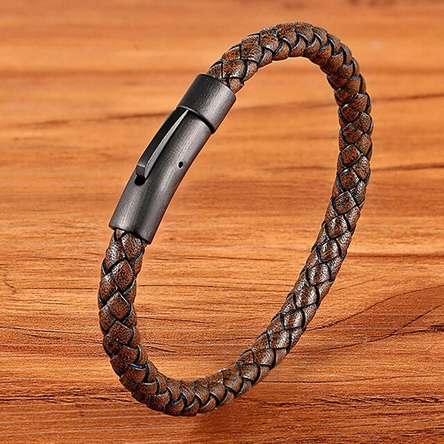TYO Custom Minimalist Stainless Steel Watch Real Leather Braided Bangle Bracelet for Men's Women Fashion Jewelry Gifts