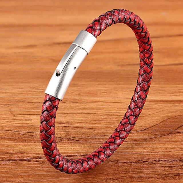 TYO Custom Minimalist Stainless Steel Watch Real Leather Braided Bangle Bracelet for Men's Women Fashion Jewelry Gifts