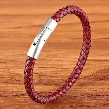TYO Custom Minimalist Stainless Steel Watch Real Leather Braided Bangle Bracelet for Men's Women Fashion Jewelry Gifts
