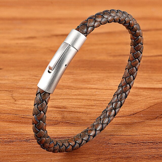 TYO Custom Minimalist Stainless Steel Watch Real Leather Braided Bangle Bracelet for Men's Women Fashion Jewelry Gifts