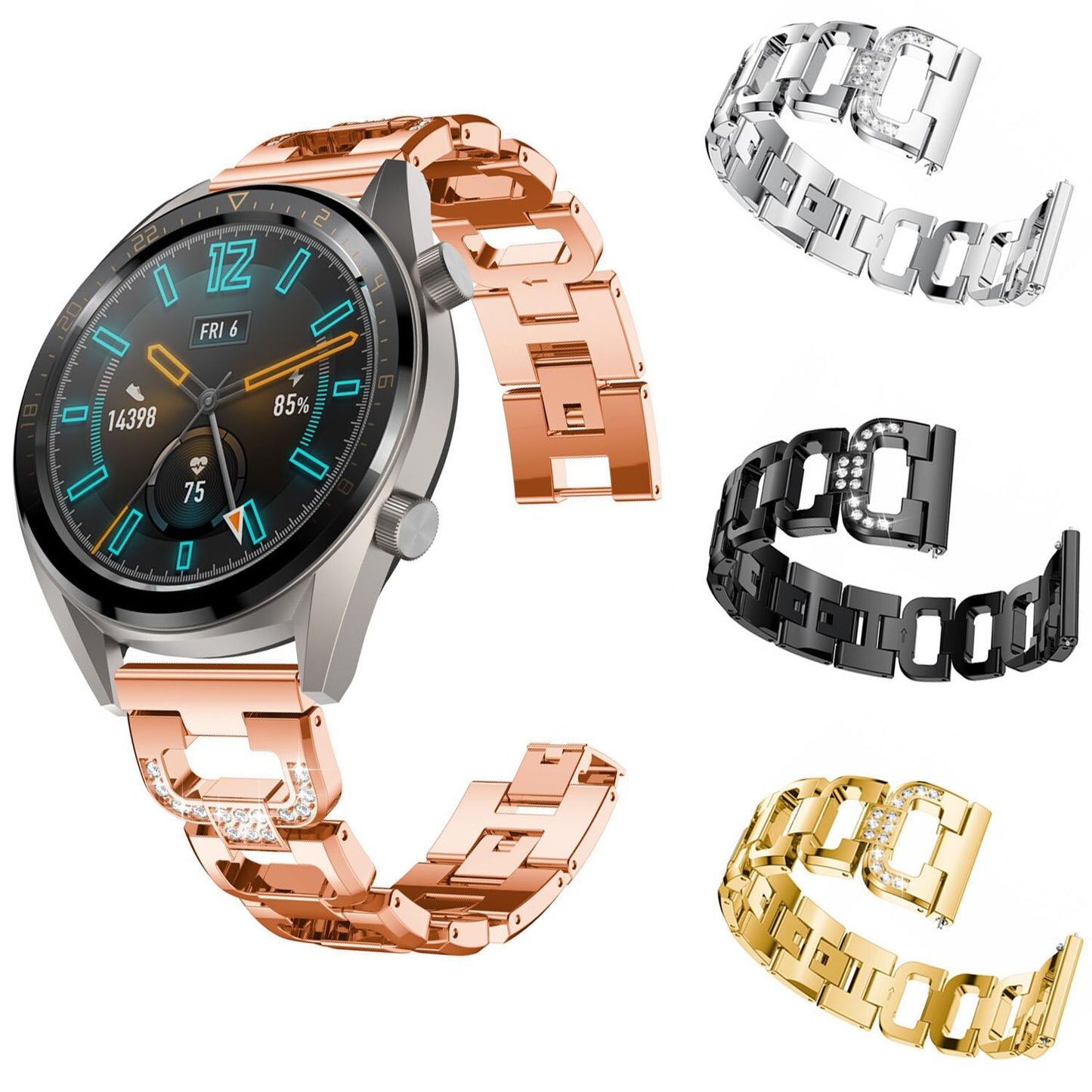 Diamond For Samsung Galaxy Watch 46mm Band Gear S3 Women Men Jewelry Stainless Steel Strap For Huawei Watch GT Band Bracelet